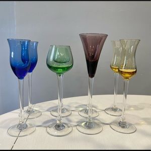 8 Lenox gem colored long stem cordials (2 of each color)